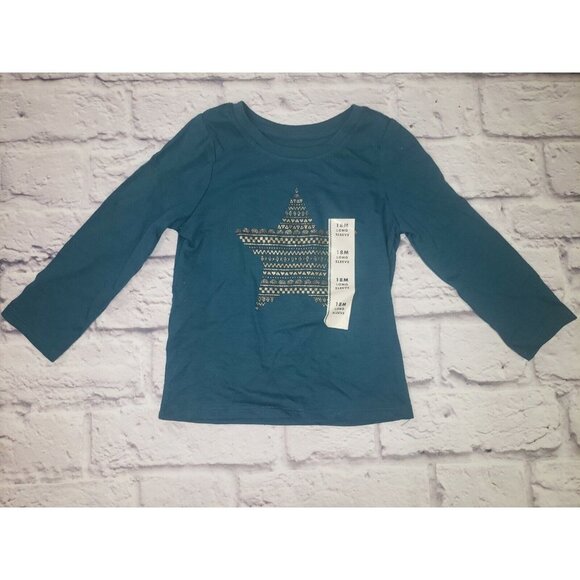 NEW Cat & Jack Baby Girls Size 18mo Long-Sleeve Star Graphic T-Shirt - Picture 1 of 2